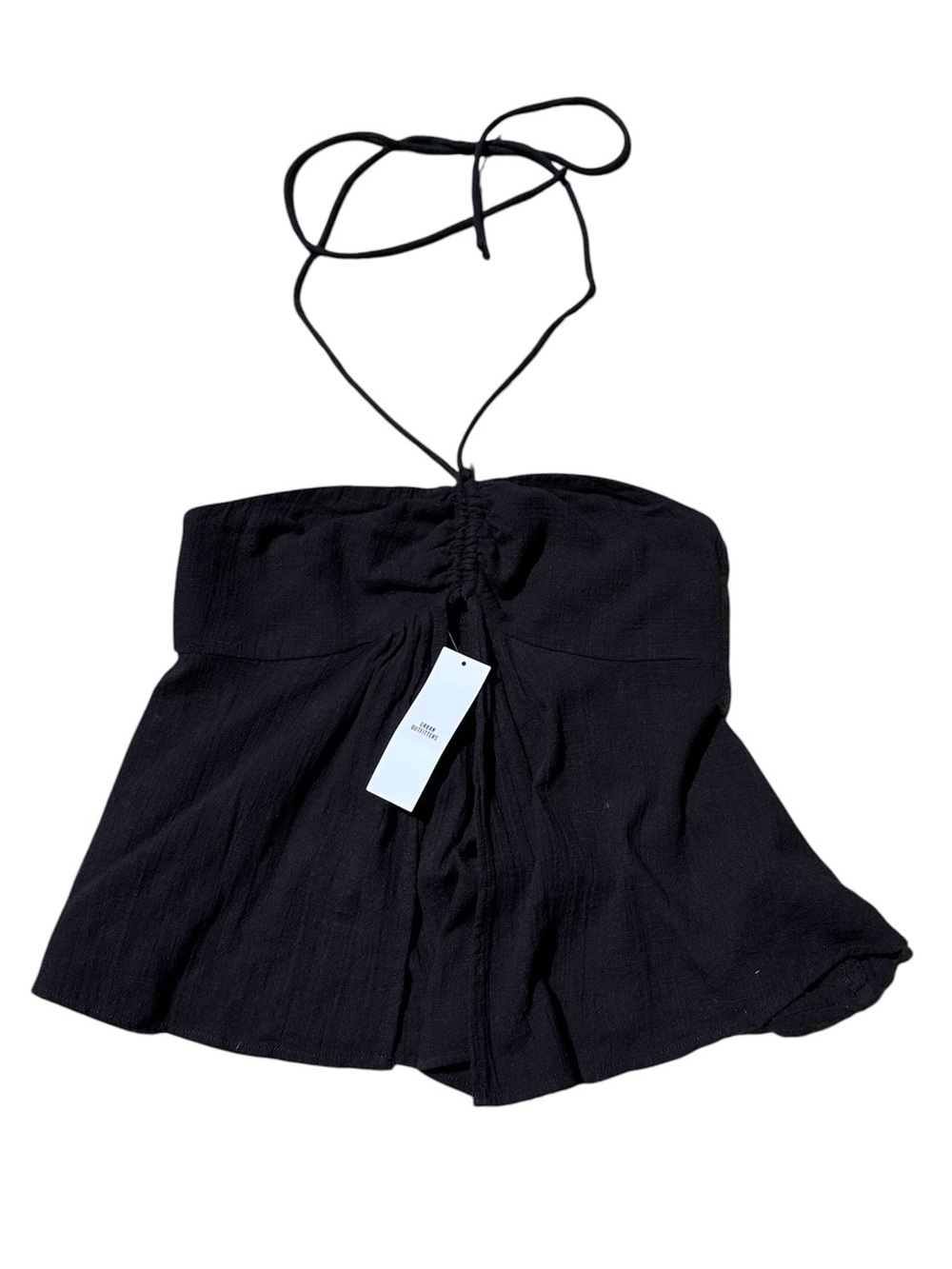 Urban Outfitters Ecote Black Gauze Halter Top Small Boho Cottagecore Peplum NWT